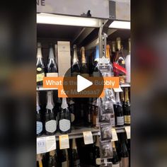 bottles of wine are on display in a store with the caption what is the bubbly?