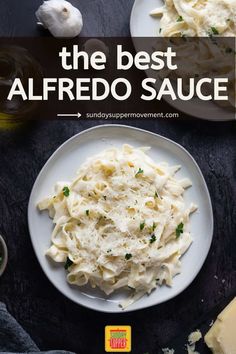 the best alfredo sauce on a white plate