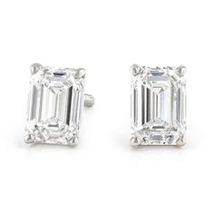 Prazana® Lab-Grown Diamonds 1.50ctw emerald cut white lab-grown diamond, rhodium over 18k white gold stud earrings. Measure approximately 1/4"L x 3/16"W and have screw back backings. IGI certified E-F color, SI clarity minimum. Elegant Platinum Emerald Cut Diamond Earrings, Elegant Emerald Cut Platinum Diamond Earrings, Modern Emerald Cut Diamond Earrings, Timeless Emerald Cut Diamond Earrings, Baguette Cut Lab Grown Diamond Earrings, Luxury Emerald Cut Diamond White Diamond Earrings, Lab Grown Diamond Baguette Cut Earrings For Formal Events, Formal Baguette Cut Lab Grown Diamond Earrings, Classic Emerald Diamond Earrings Gia Certified