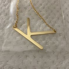 Large Initial Letter K Necklace. 1.5" Inch Letter 8" - 9" Drop Stainless Steel / Gold Plated Letters Do Lay Sideways When Worn Gold K Necklace, K Letter Necklace, Letter K Necklace, Blue Choker Necklace, K Jewelry, K Necklace, Cross Choker Necklace, Layered Coin Necklace, Beaded Boho Necklace