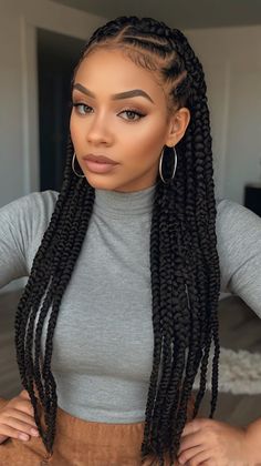 Elegant braids hairstyles black with curls for Knotless Braids Hairstyles Black Co... Curls Braids Hairstyles, Cornrows With Curls, Black Cornrows, Beanie Hairstyles, Sleek Braid, Bob Haircut For Round Face, Curls Braids, Gorgeous Braids, Hair Mistakes