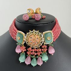 MintPink Rajwadi Jaipuri Kundan meenakari necklace, Indian wedding Jewelry, Bridal jewelry pakistani Jewelry Regular Size And Adjustable Meenakari necklace Rajwadi Necklace Set Ships from California in 1 business day and delivery within 2-5 business days in the USA. This is 100% Handmade jewelry. So Color, shades, and texture displayed may vary slightly from the actual product due to digital image limitations. We request you consider these minor variations. Please expect the possibility of some slight imperfections when buying handmade jewelry. If you have any questions, please message or email us. Arrives in a gift box. Thank you so much for visiting my shop. Cheap Meenakari Jewelry For Wedding, Cheap Meenakari Jewelry For Festive Occasions, Bollywood Style Bridal Necklace With Meenakari As Gift, Bollywood Bridal Necklace With Meenakari, Round Meenakari Bridal Necklace Gift, Kundan Necklaces For Eid Gifts, Eid Gift Kundan Necklaces, Kundan Meenakari Necklace As Eid Gift, Kundan Meenakari Necklace For Eid Gift