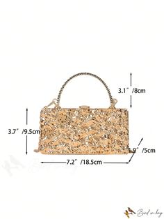 BirdinBag - Compact Metallic Top Handle Box Bag with Modern Minimalist Design Square Evening Bag, Portable Rectangular Bag For Gifts, Rectangular Portable Box Bag Gift, Chic Rectangular Mobile Phone Pouch, Chic Rectangular Clutch With Mobile Phone Bag, Chic Rectangular Clutch With Phone Holder, Chic Rectangular Clutch With Phone Bag, Chic Rectangular Mobile Phone Clutch, Elegant Rectangular Wallet With Mobile Phone Bag