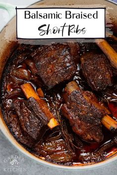 balsamic braised short ribs in a pot