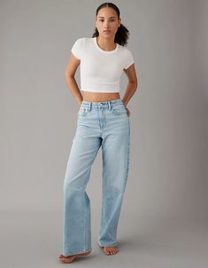 AE Strigid Curvy Super High-Waisted Baggy Straight Jean American Eagle Aerie, Outfit Inspo Casual, Curvy Jeans, American Eagle Jeans, Cool Stuff, Fashion Wear, New Wardrobe, Fall Wardrobe, Cute Casual Outfits