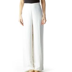 Ellen Tracy Women’s Trousers Size 14 Color Ivory Wide Leg Cuffed Hem Material Acetate 55% Viscose 45% Lining/ Doublure Acetate 100% Lined Side Zipped Closure Bin4 New With Tags Elegant Summer Wide Leg Work Pants, Elegant Wide Leg Summer Work Pants, Elegant Wide Leg Pants For Summer Workwear, Classic Full-length Summer Bottoms, Classic Full-length Bottoms For Summer, Elegant Tailored Linen Pantsuit, Chic Formal Linen Wide Leg Pants, Elegant Linen Pantsuit For Formal Occasions, Elegant Linen Pantsuit For Formal Events