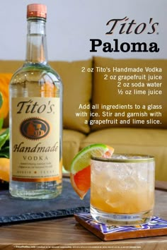 Tito's Paloma Vodka Cocktails Easy, Cocktails Easy, Cheers To That, Cocktail Drinks Alcoholic, Mixed Drinks Alcohol, Boozy Drinks, Mixed Drinks Recipes, Vodka Drinks, Cocktail Drinks Recipes