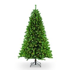 a small christmas tree with lights on it's branches and a stand for the base