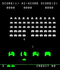 an old - school computer game with several screens and numbers on the screen, all in green