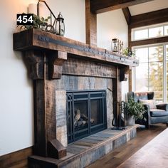 a living room with a fire place in it