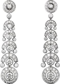 CRH8000215 - Reflection de Cartier earrings - White gold, diamonds - Cartier Cartier White Platinum Jewelry, Cartier Platinum Jewelry In White, Cartier Diamond Jewelry With Single Cut Diamonds, Cartier Diamond Accents Evening Jewelry, Elegant Cartier Jewelry With Brilliant Cut, Evening Diamond Chandelier Earrings, Dazzling Diamond Pierced Earrings, Cartier Diamond Jewelry For Formal Occasions, Elegant Evening Jewelry By Cartier