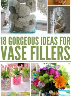 Large Glass Vase Filler Ideas, Jar Filler Ideas, Jar Fillers, Spring Vases, Filled Vases, Large Glass Vase