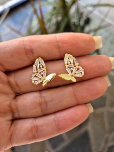 Sterling Silver butterfly stud earrings , 14k gold vermeil- an exquisite blend of elegance and craftsmanship. ✨ Perfect for gifting your loved ones or treating yourself.   ✨ Material: 925 Sterling Silver with a touch of luxury - 14k gold plated. ✨ Ready to ship within 1-2 business days. 🎁 Each piece comes in a meticulously designed packaging, adding a touch of delight to your unboxing experience. If it's a gift, simply leave a note during checkout, and we'll ensure no invoice is included in the packet. 🌟 For any inquiries or assistance, feel free to reach out. We're here to make your jewelry experience seamless and extraordinary. 14k Gold Butterfly Earrings For Anniversary, Yellow Gold Sterling Silver Butterfly Earrings, Hypoallergenic Gold Butterfly Earrings, Gold-plated Sterling Silver Butterfly Earrings, Gold Butterfly-shaped Sterling Silver Earrings, Butterfly Earrings Stud, Butterfly Earrings, Gold Vermeil, Jewelry Earrings Studs