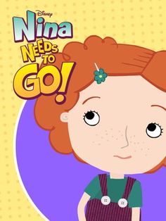 a cartoon girl with red hair wearing an apron