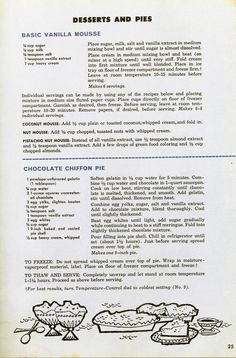 an old recipe for desserts and pies