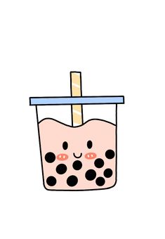 a cartoon milkshake with a straw sticking out of it