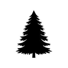 a black and white silhouette of a pine tree