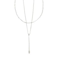 Want to try out the layered necklace look, but don't know where to start? Meet the Jaimee Multi-Strand Necklace. A chic combination of a classic chain and Y-shaped necklace, this two-in-one style lets you get in on the layering trend, effortlessly. Designer, founder, and philanthropist Kendra Scott started her company in 2002, just three months after her first son was born. Her commitment to innovation, quality, customer service, and detail has taken her from a small startup to a billion-dollar Silver Dainty Lariat Necklace For Layering, Dainty Double Chain Lariat Necklace For Layering, Double Strand Lariat Necklace With Clavicle Chain For Layering, Silver Lariat Chain Necklace For Layering, Double Strand Lariat Necklace With Adjustable Chain For Layering, Double Chain Lariat Necklace For Layering, Silver Delicate Chain Lariat Layered Necklace, Target Gifts, Kendra Scott Jewelry