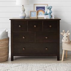 Member’s Mark Tatum Collection Kids 6-Drawer Dresser Espresso - Gifts for the Home - ShelHealth Boys Dresser, Dresser Top Decor, Espresso Furniture, Top Decor Ideas, Sliding Cabinet Doors, Boy Dresser, Open Bookshelves, Becki Owens, Dresser Top