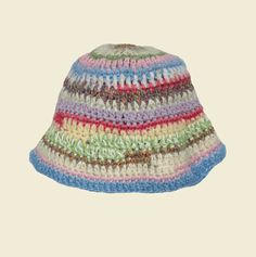 Multicolor crochet scrap yarn colorful bucket hat handmade using 100% organic cotton yarns. This colorful cotton bucket hat is biggest trend of the summer. Featuring a multicolored stripes along the bucket hat that is handmade using only 100% organic cotton yarns.  La Isla bucket hats were inspired by the beautiful colors and the warmth of the Turquoise Coast. Available in two different colors and finishes. One size. Each bag comes with a handmade canvas bag. Gentle cold hand wash is recommended Yarn Bucket Hat, Crochet Summer Hat, Summer Bucket Hat, Multicolor Crochet, Crochet Summer Hats, Scrap Yarn, Crochet Bucket, Crochet Bucket Hat, Rainbow Crochet