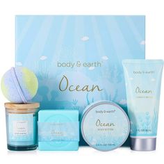 Welcome to Body & Earth Body & Earth bath spa gift set infused with a relaxing ocean scent, The set enriched with shea butter, plant essential oil, natural aloe and vitamine E, all known for soothing and healing dry, dull and cracked skin Delight in the comforting goodness of Spa Gift Basket Using our spa set are bound to put you into a state of relaxtion and bliss as if you were at the beach. Let your body soak up the soothing, sweet notes of the ocean while the products treat and moisturize yo Ocean Spa, Bath And Body Gift Set, Ocean Scent, Spa Holiday, Gift Baskets For Women, Gifts Box, Bath Gift Set, Spa Gift Basket, Spa Gift Box