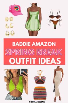 SPRING BREAK OUTFITS Cute Spring Break Outfits, Look Like A Baddie, Cabo Spring Break, Spring Break Outfit Ideas, Spring Break Outfits Beach, Outfit Ideas From Amazon, Miami Spring Break, Outfits Florida, Beach College