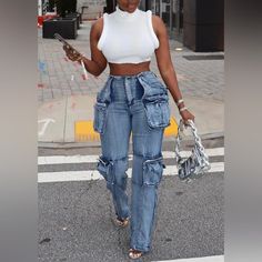 Questions? Leave A Comment Below! Springtime Outfits, Denim Slides, My Hair Styles, Jeans Trendy, Fashion Outfits Summer, Modesty Outfits, Denim Looks, White Halter Maxi Dress, High Rise Mom Jeans