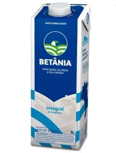 a carton of milk with the word betania written on it and an image of