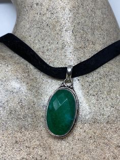 Handmade Vintage Green Chrysoprase crystal Choker Pendant  Very large ornate low content silver setting,  Marker 925 but it is not.  brilliant green emerald toned chrysoprase peridot and blue topaz  Over an inch long All jewelry is shipped free in the US in a nice gift box.   Check out our over a THOUSAND great reviews Bohemian Green Emerald Pendant Necklace, Bohemian Dark Green Jewelry For Gift, Bohemian Dark Green Jewelry As Gift, Green Chrysoprase Oval Pendant Jewelry, Green Oval Gemstone Jewelry, Green Oval Natural Stone Jewelry, Oval Emerald Spiritual Jewelry, Adjustable Green Jewelry With Large Stone, Green Oval Spiritual Jewelry