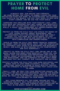 a blue and green poster with the words prayer to protect home from evil