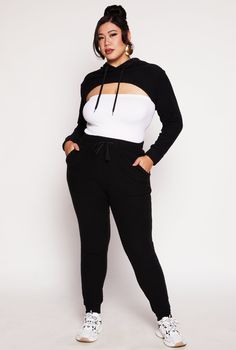 Jogger, Tapered Leg, High Waisted, Solid, Fleece, Textured Knit, Item Number 3951063408421 Plus Size Joggers, Joggers Black, Rainbow Shop, Textured Knit, Tapered Legs, Item Number, Plus Size Outfits, High Waisted, Plus Size