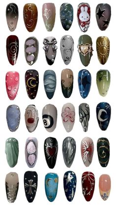 2d Nails, Short Exotic Nails, Nel Art, Nail Collage, Nagel Inspiration, Nail Y2k, Abstract Nail Art, Gothic Nails