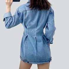 Introducing the 2023 Spring-Summer Collection's Single-breasted Mini Denim Dress ââ‚?a denim dream for the new age!Why You'll Love ItThis 90s-inspired denim dress is a chic blend of everlasting underground and contemporary modern. The stonewashed fabric and unique distressed pattern capture a natural and punkish edge while the sleek slim fit adds refinement. The zippered closure and stylish button duo ensure functionality and flair. making it the perfect day-to-night piece!Distinctive Features: Summer Light Wash Denim Jacket With Pockets, Summer Denim Jacket With Pockets For Day Out, Chic Summer Denim Jacket For Day Out, Summer Denim Jacket Washed For Day Out, Medium Wash Denim Jacket For Summer Day Out, Summer Washed Denim Jacket For Day Out, Trendy Summer Denim Jacket, Summer Cotton Denim Jacket In Medium Wash, Summer Medium Wash Cotton Denim Jacket