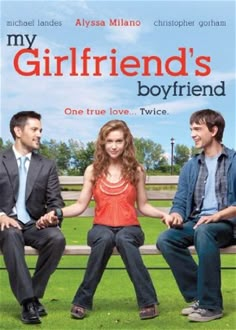 the movie poster for my girlfriend's boyfriend, which features three people sitting on a bench