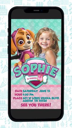 Skye Birthday Party, Birthday Video Invitation, Daughter's Birthday, Birthday Video, Video Invitation, Digital Video, Birthday Gif, Daughter Birthday, Paw Patrol