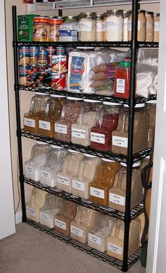 the pantry is stocked with all kinds of food