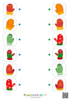 a printable pattern with hats and mitts on it