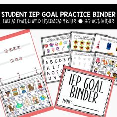 student iep goal practice binder with pictures