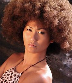 Aeta People, Blasian Woman, White Afro, Big Afro, Ethnic Hair, Afro Natural, Asian Haircut, Natural Afro Hairstyles, Afro Style