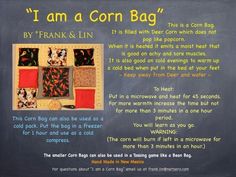 a blackboard with an image of a corn bag on it and the words, i am a corn bag