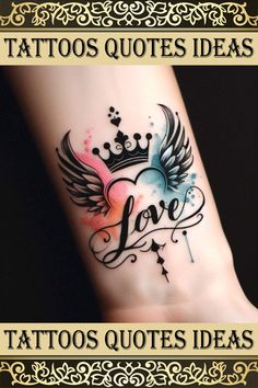 a tattoo with the words love on it and an image of a heart that has been drawn