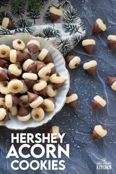 hershey acorn cookies in a bowl on a table