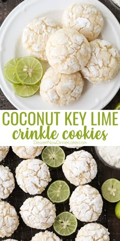 coconut key lime crinkle cookies on a plate