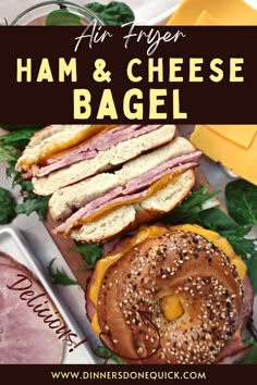 ham and cheese bagel sandwich on a plate