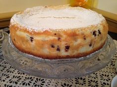 a cake sitting on top of a glass plate