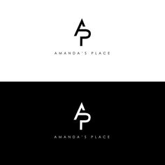 the logo for amanda's place is shown in black and white, with an arrow