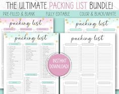 the ultimate printable packing list bundle