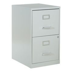 a white filing cabinet with two drawers