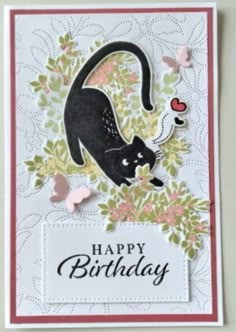 a birthday card with a black cat on it