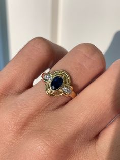 Vintage Oval Sapphire Ring, 0.6CT  Natural Sapphire Ring, 18k Yellow Gold, Estate Jewelry, Secondhand jewelry, unique estate ring, gold ring Jewelry Material: Yellow Gold 18k (the gold has been tested by a professional) Total Carat Weight: 0.63ct (Approx.) Total Metal Weight: 2.80g Size: 6.5 us \ EU 53 \ Diameter 16.90mm (inner diameter) Grading Results: Stone Type: Sapphire Shape: Oval Carat: 0.60ct (Approx.), Stones quantity:1 Color: BLUE  Grading Results: Stone Type: Diamonds Shape: Round Car Gold Ring Jewelry, Oval Sapphire Ring, Estate Ring, Saphir Ring, Estate Rings, Gold Rings Jewelry, Etsy Gold Ring, Jewelry Manufacturers, Hand Jewelry